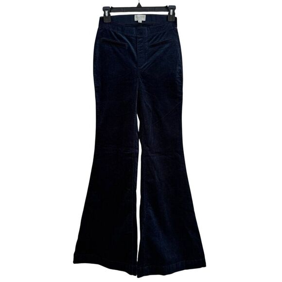 Anthropologie Pilcro Velvet Pull-On Retro Flare Jeans Mid-Rise Sz 25 Blue Pants - Picture 5 of 12